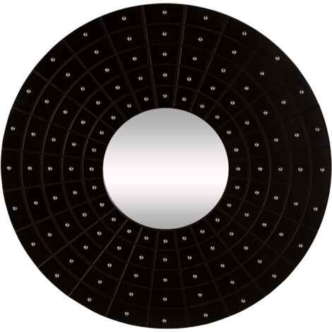 Premier Housewares Wall Mirror Black Round Mirror For Bedroom / Hallway / Bathroom Luxurious and Contemporary w82 x d3 x h82cm (1/3)