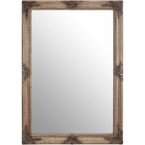 Premier Housewares Rectangular Wall Mirror/ Classic Mirrors For Bathroom / Bedroom / Garden Walls Fancy Wall Mounted Mirrors For Hallway With Shiny Gold Finish 104 x 5 x 74