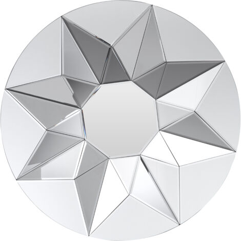 Premier Housewares 3D Round Shaped Wall Mirror For Garden And Bedroom MDF Reflective Bathroom Mirrors Wall Mounted Contemporary Geometric Design Hallway Walls Mirrors 80 x 6 x 80 (1/4)