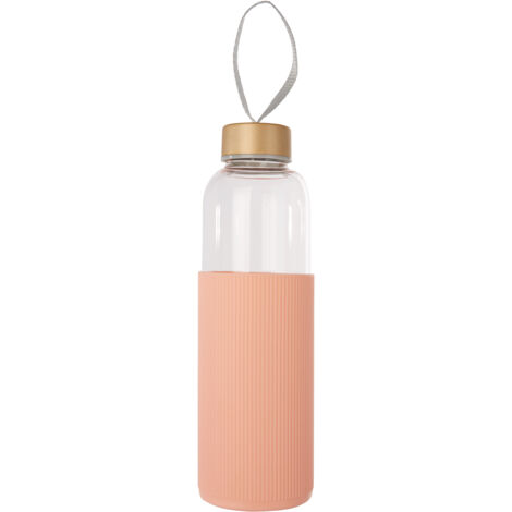 Interiors by Premier Spacious Glass Mug With Peach Pink Silicone Sleeve, Easily Maintained Glass Mug, Versatile Clear Glass Mugs (1/5)