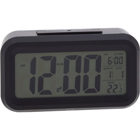 Premier Housewares Black LCD Digital Clock Small Desk Clock / Alarm ...
