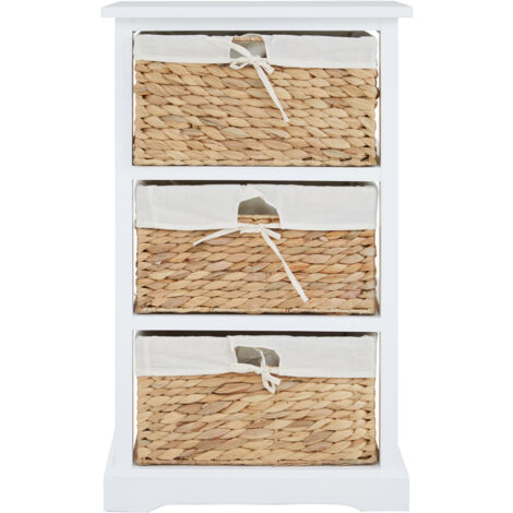 Premier Housewares Chest Of Drawers White Chest Of Drawers With 3 Drawers Bamboo Bedroom Chest Of Drawers Durable White Drawers For Bedroom For Storage 45 x 33 x 72 (1/5)