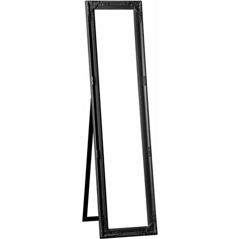 Premier Housewares Vintage Floor Standing Black Chic Mirror Rounded And Bevelled Design Floor Mirrors For Bedroom Hallways And Living Room 160 x 5 x 40