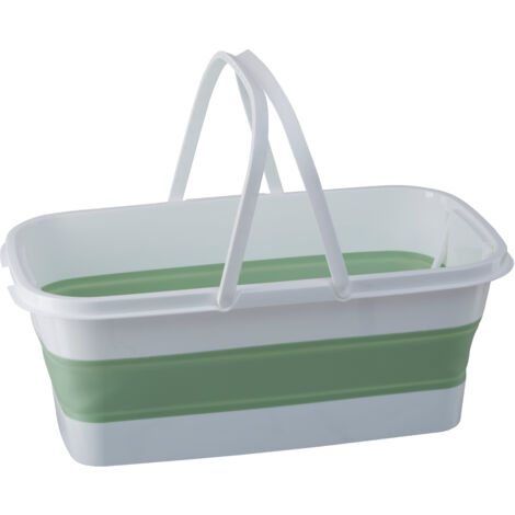 Premier Housewares Collapsible Green White Basket With Comfortable Handles Sturdy Portable And Multipurpose Laundry / Storage / Toys w48 x d27 x h18cm (1/5)