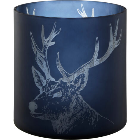 Interiors by Premier Large Blue Stag Candle Holder, Blue Glass Construction Candle Holder, Stag Motif with Attractive Details (1/3)