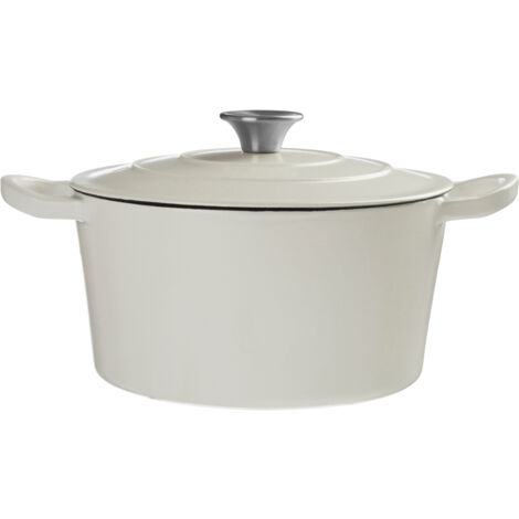 Premier Housewares Medium White Cast Iron Casserole Dish And Serving Dish Oven Safe Dishes With Lid Smooth Coating Ovens Tray With Muted White Finish And Non Stick Properties 32 X 23 X 16 (1/5)