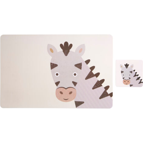Premier Housewares Placemats And Coaster Rectangle Zebra Sets 2 Leather Table Mats And Coasters Set Contemporary Safari Coasters Durable Printed Coasters Set Of 2 w44 x d29 x h1cm (1/2)