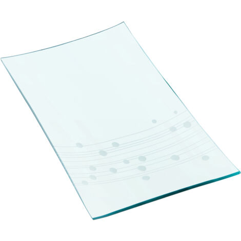 Premier Housewares Large Rectangular Glass plate Clear Glass Contemporary Design Series of Etched Dots W34 X D21 X H2cm