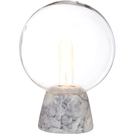 Interiors by Premier Versatile Globe Lamp With Grey Marble Base, Contrasting Bedside Table Light, Contemporary Modern Lamp (1/5)