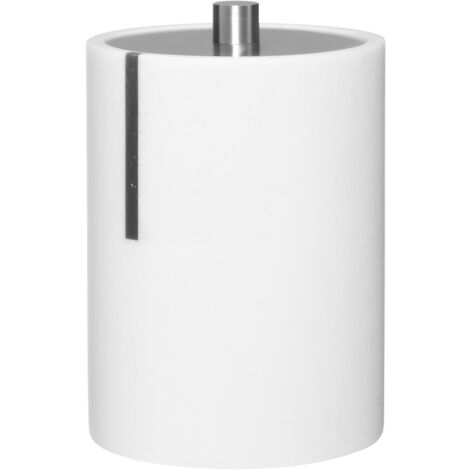 Premier Housewares Small Jars Stylish Cotton Bud Holder Ceramic Jar With Lid White Skincare Storage For Daily Use Scratch Less Swab Holder  8 x 8 x 10