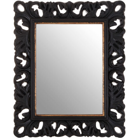 Premier Housewares Black / Gold Frame Wall Mirror For Bedroom / Hallway / Living Room Luxurious and Fancy Antiquated Look w88 x d5 x h108cm