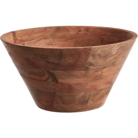 Premier Housewares Acacia Wooden Bowl For Salad / Serving / Punch / Large Bowls With Minimalistic Design And Neutral Finish 25 x 25 x 13