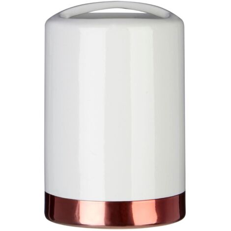 Premier Housewares Toothbrush Holder White And Copper Electric Toothbrush Holder Durable Bathroom Accessories For Small Bathroom Practical Toothbrush Holders w7 x d7 x h14cm