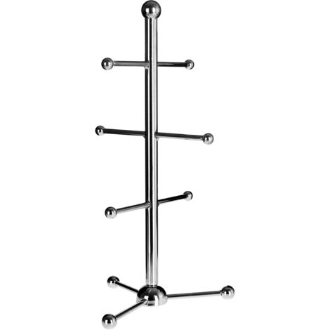 Premier Housewares Ball Design Mug Tree  6 Cup Mug Tree With Stoppers Mug Holder Mug Stand Organiser For Kitchen Minimal Design w14 x d14 x h33cm