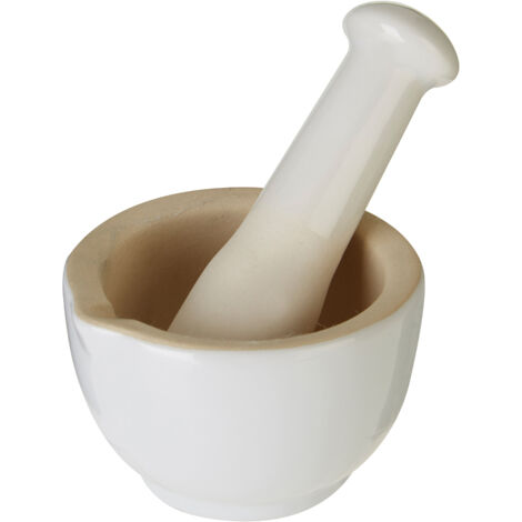 Premier Housewares White Finish Pestle And Mortar Small Pestle Mortar Set With Dark Skirting Contemporary Design Pestles and Mortars For Spices Seasoning And Herbs Crushing 9 x 9 x 6 (1/2)