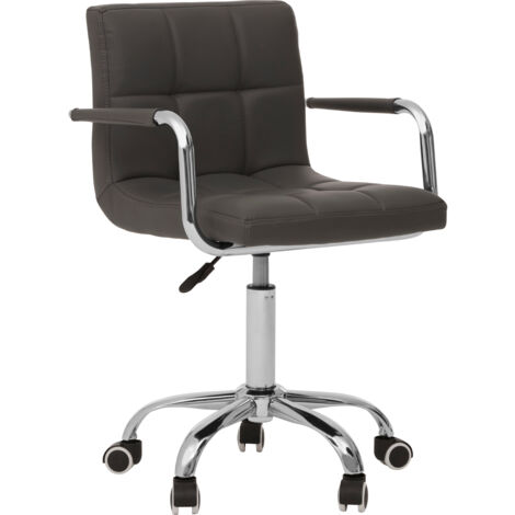 Premier Housewares Grey Home Office Chair With Armrest And Square Detailing/ 5-Wheel Rolling Base/ Adjustable Height/ Nylon Seat/ Lock Mechanism/ Computer Chairs For Desk 48 x 99 x 52 (1/5)