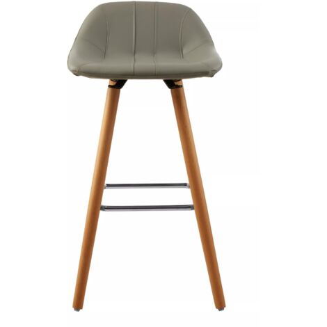 Interiors by Premier Grey Faux Leather Bar Stool, Comfortable Seating Bar Stool with Back, Easy to Clean Kitchen Bar Stool