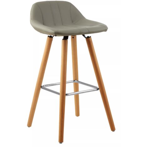 Interiors by Premier Grey Faux Leather Bar Stool, Comfortable Seating Bar Stool with Back, Easy to Clean Kitchen Bar Stool