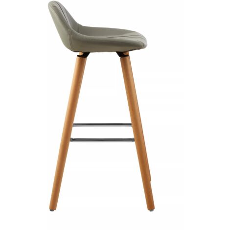 Interiors by Premier Grey Faux Leather Bar Stool, Comfortable Seating Bar Stool with Back, Easy to Clean Kitchen Bar Stool