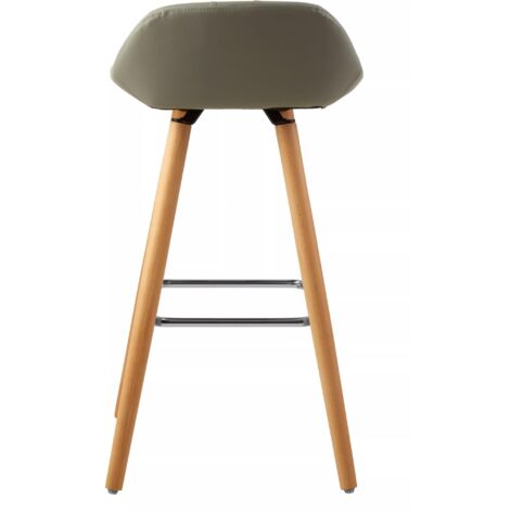 Interiors by Premier Grey Faux Leather Bar Stool, Comfortable Seating Bar Stool with Back, Easy to Clean Kitchen Bar Stool