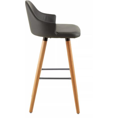 Interiors by Premier Grey Faux Leather Bar Stool, Comfortable Seating Leather Barseat, Leather Kitchen Bar Stool