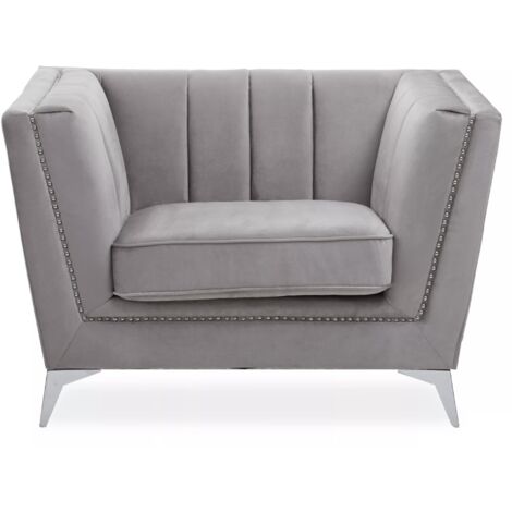Interiors by Premier Grey Velvet Chair, Comfortable Velvet Desk Chair, Backrest Velvet Armchair, Cozy Armchair (1/5)