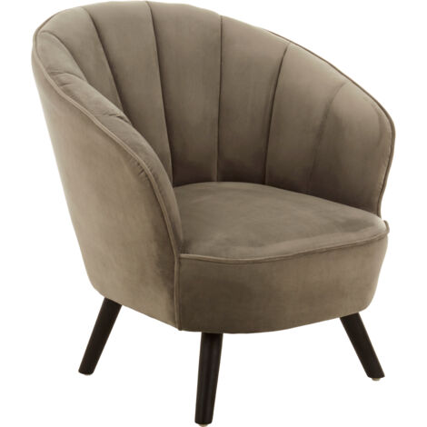 Comfortable grey armchair – Upholstered in velvet – Channel tufted backrest – Rubber wood legs with gold finish – H77 x L78 x W77 cm – Premier Housewares (1/5)