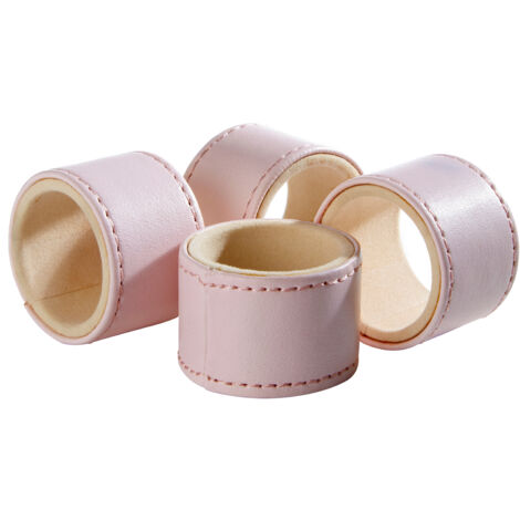 Premier Housewares Faux Leather Pink Napkin Rings - Set of 4 (1/4)