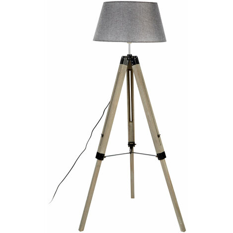 Premier Housewares Harper Grey Wood Large Tripod Floor Lamp