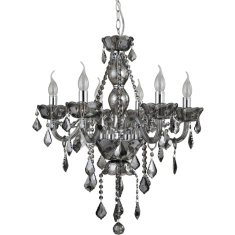 Premier Housewares Murano Smoked Chrome/ Crystal Chandelier
