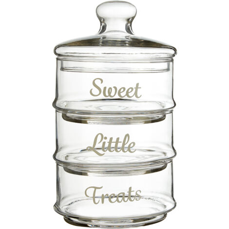 Interiors by Premier Durable Stackable 3Pc Glass Storage Jar, Stylish Glass Container For Kitchen, Airtight Lid Storage Container (1/3)