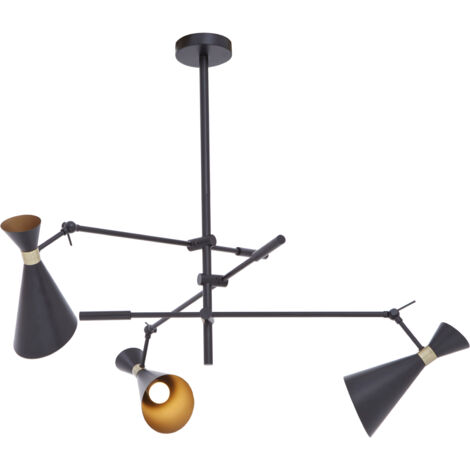 Premier Housewares Linox 3 Shade Black and Gold Pendant (1/5)