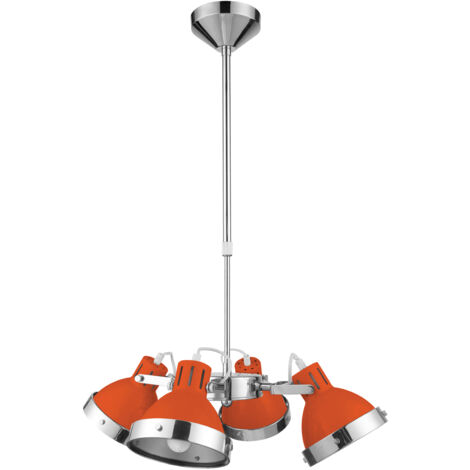 Premier Housewares Orange Shade and Chrome 4 Shad Pendant Light (1/2)