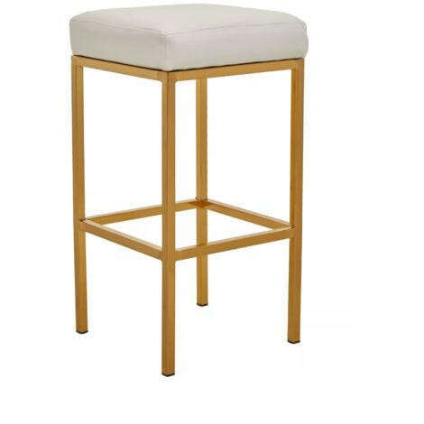 Premier Housewares Baina White Pu And Gold Finish Bar Stool