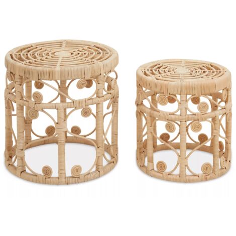 Interiors by Premier Elegant Set Of Two Natural Rattan Tables, Round Coffee Table, Sturdy Side Table, Versatile Small Table (1/5)