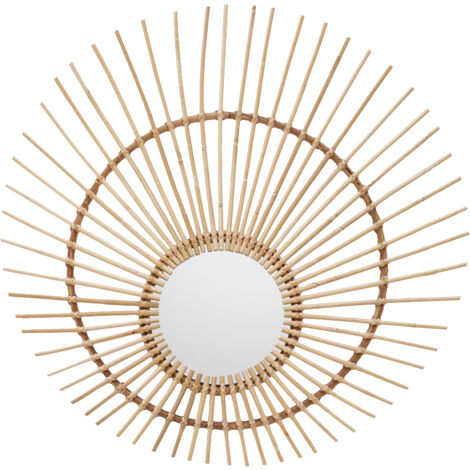 Interiors by Premier Natural Rattan Wall Mirror, Wood Wall Mirror, Beaitiful Mirror in Wooden Frame, Rattan Wall Mirror (1/5)
