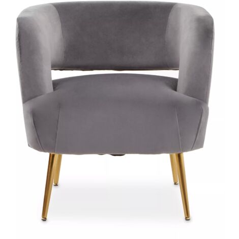Interiors by Premier Grey Velvet Chair with Gold Finish Metal Legs, Backrest Dining Chair, Easy to Clean Armchair (1/5)