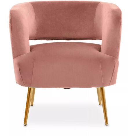 Interiors by Premier Pink Velvet Chair with Gold Finish Metal Legs, Backrest Dining Chair, Easy to Clean Armchair
