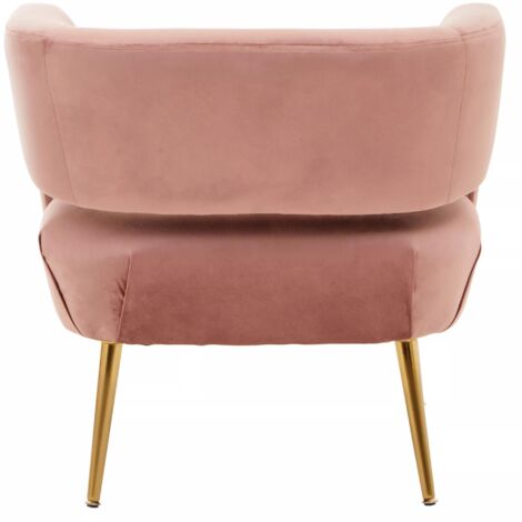 Interiors by Premier Pink Velvet Chair with Gold Finish Metal Legs, Backrest Dining Chair, Easy to Clean Armchair
