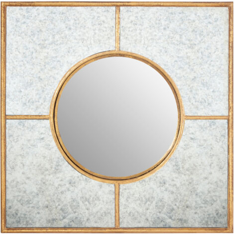 Zariah gold finish art deco wall mirror 70 x 3 x 70cm – Wall mounted – Elegant round design – Perfect for modern interiors – Premier Housewares (1/5)