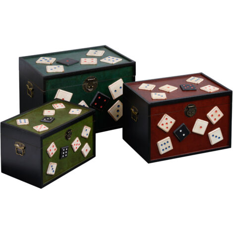 Interiors by Premier Set of 3 Dice Design Wooden Storage Trunks, Set of Three Modern Storage Trunks, Big Trunk For Storage (1/2)