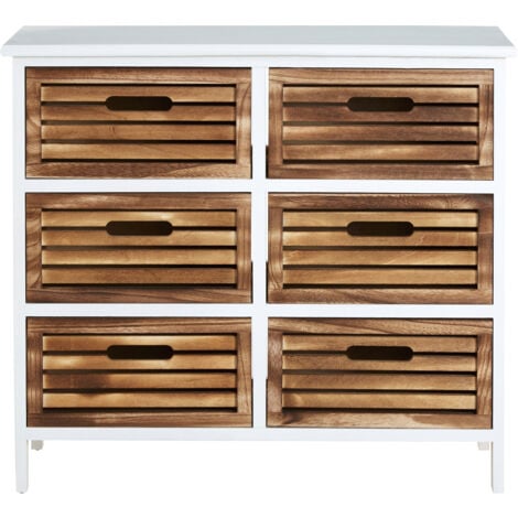 Interiors by Premier White and Natural 6 Drawer Chest, Contemporary Drawer Chest, 6 Drawers Unit, White 6 Drawer Chest Dresser