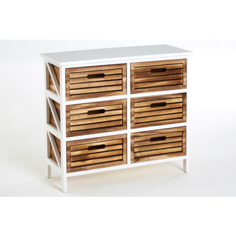 Interiors by Premier White and Natural 6 Drawer Chest, Contemporary Drawer Chest, 6 Drawers Unit, White 6 Drawer Chest Dresser