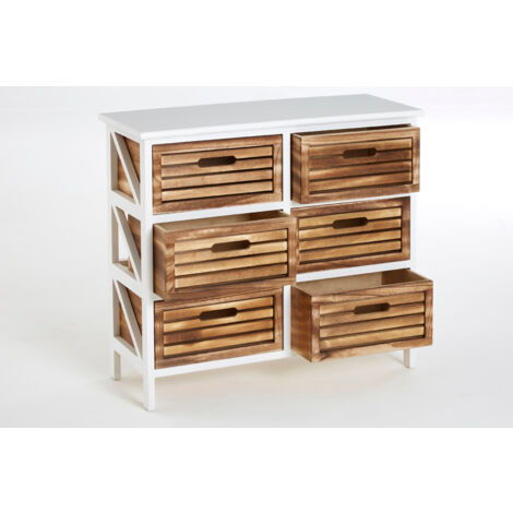 Interiors by Premier White and Natural 6 Drawer Chest, Contemporary Drawer Chest, 6 Drawers Unit, White 6 Drawer Chest Dresser