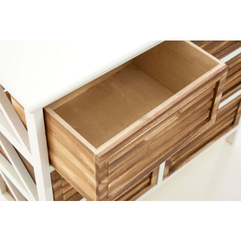 Interiors by Premier White and Natural 6 Drawer Chest, Contemporary Drawer Chest, 6 Drawers Unit, White 6 Drawer Chest Dresser