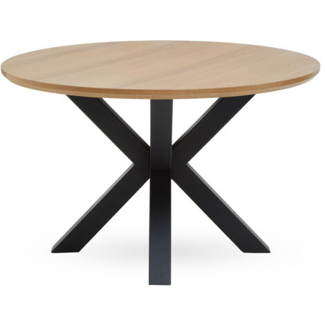 Interiors By Premier Contemporary Wood Veneer Top Dining Table With Black Metal Legs, Elegant Dining Table, Sturdy Modern Table (1/5)