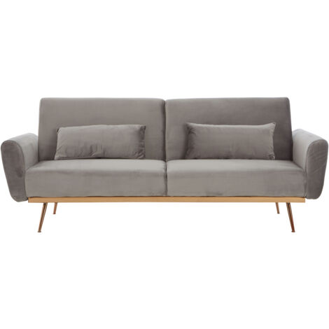 Premier Housewares Hatton Grey Velvet Sofa Bed (1/5)
