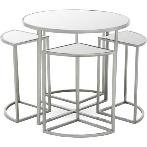 Premier Housewares Farran Set of Five Silver Tables (1/5)