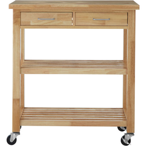 Premier Housewares Tropical Hevea Wood Kitchen Trolley