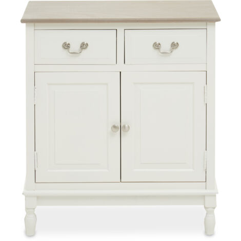 Interiors by Premier 2 Drawer Ivory Sideboard Cabinet, Pine Wood Storage Side Board for Kitchen, Dinning Room, Hallway, & Office